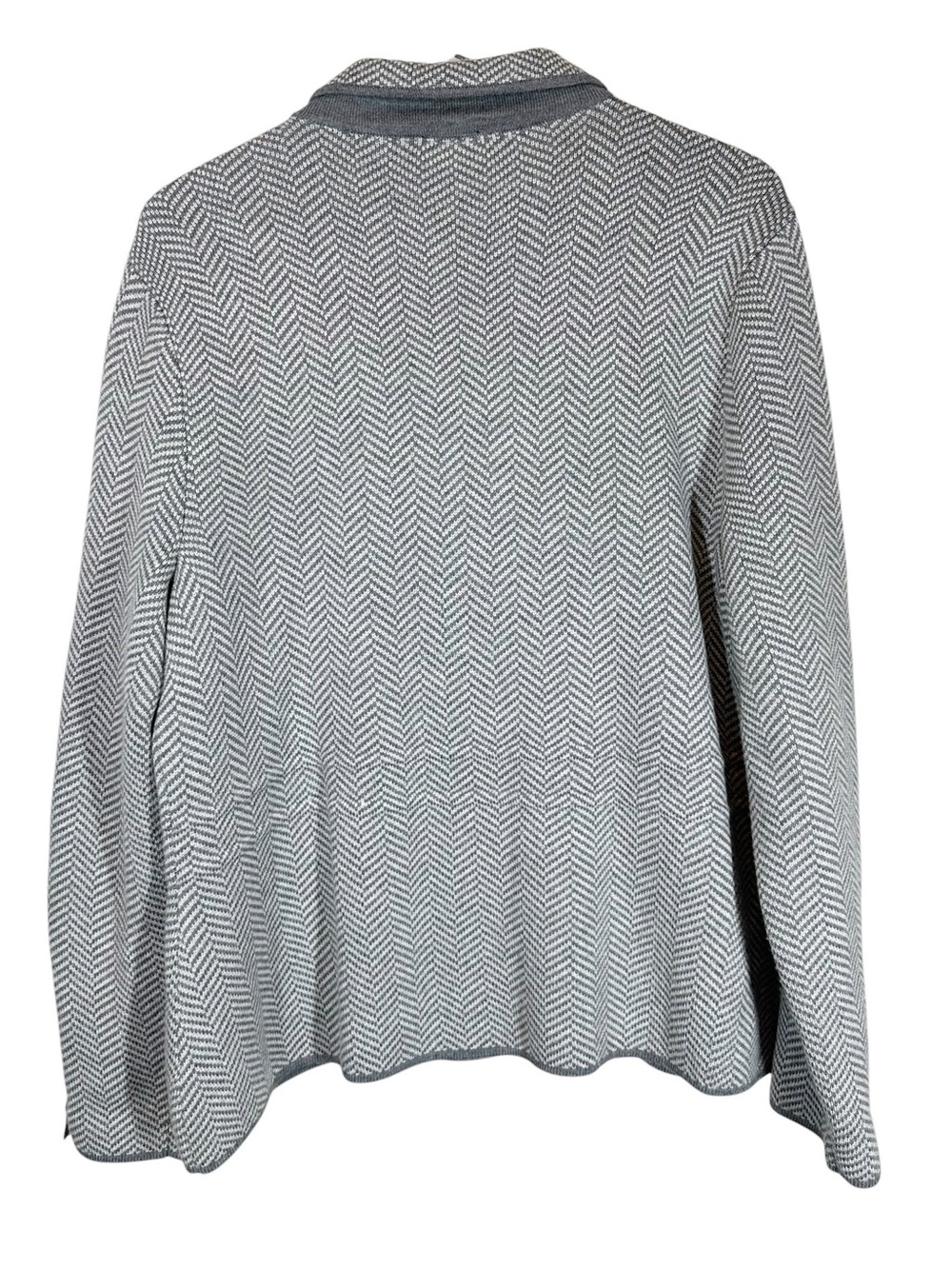 TALBOTS Women's XL Gray Herringbone Button Jacket Sweater Open Cardigan - Picture 9 of 12